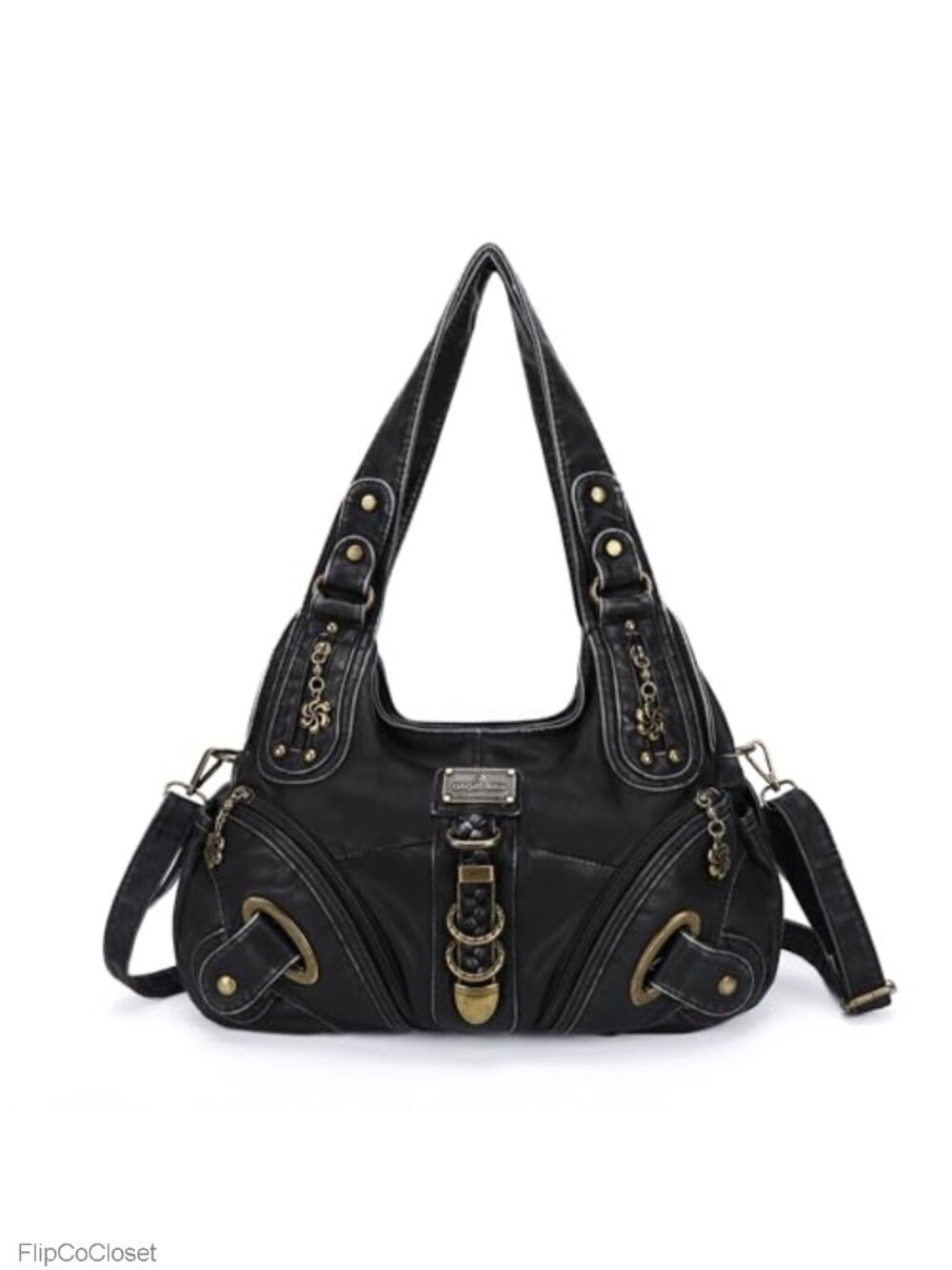 Washed PU Leather Hobo Satchel Convertible Shoulder Bag Vegan Large